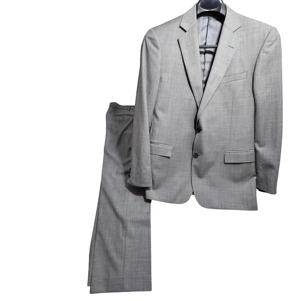 Brooks Brothers 346 Suit Mens 40R Grey Regent Fit Sharkskin Wool Double Vent